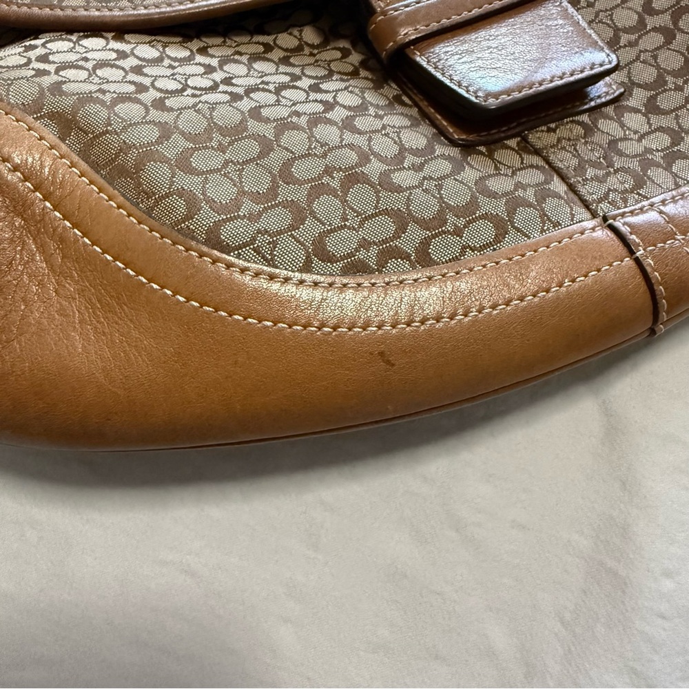 Coach 6808 Vintage Soho Tan Leather and Signature C Canvas Shoulder Tote Bag - Picture 16 of 16